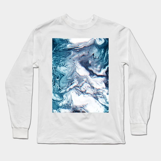 Real Marble Glitch Pattern Long Sleeve T-Shirt by Tobe_Fonseca